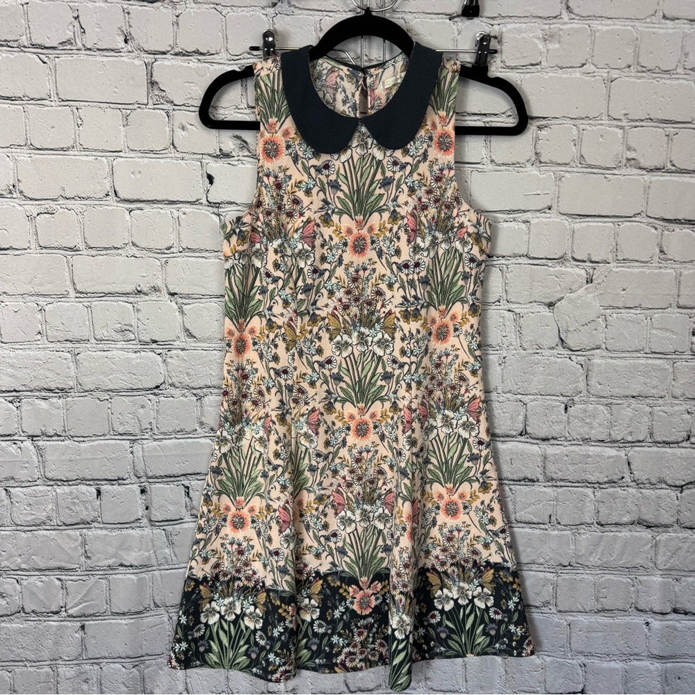 Lauren Conrad Peter Pan Collar Retro Style A-Line Sleeveless Floral Dress Size 6